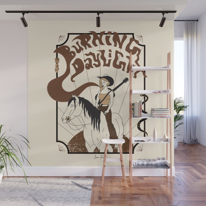 Burning Daylight - Black, Cream, Rust Wall Mural Gallery Image 1
