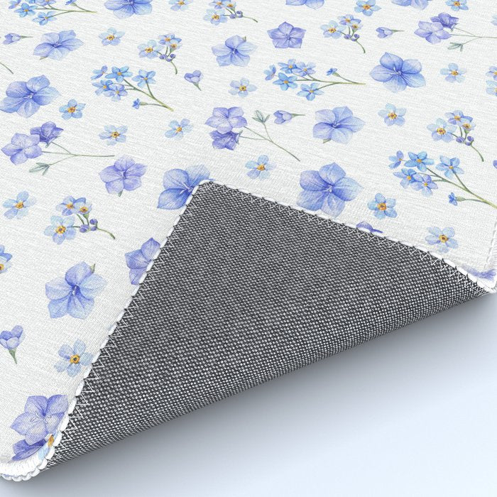 Elegant blush blue yellow watercolor floral pattern Rug Gallery Image 4