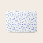 Elegant blush blue yellow watercolor floral pattern Bath Mat Gallery Image 1