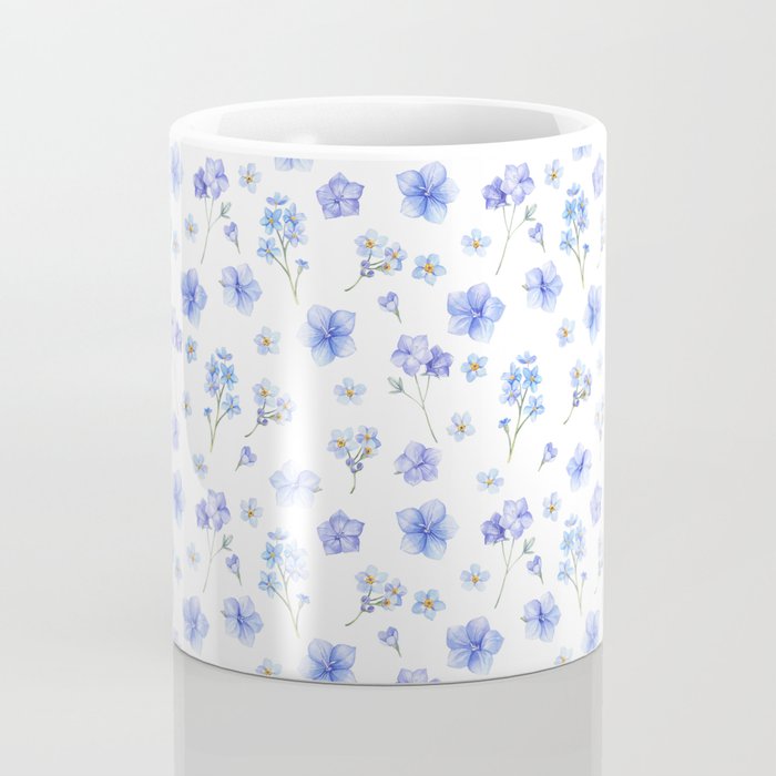 Elegant blush blue yellow watercolor floral pattern Coffee Mug Gallery Image 4