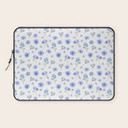 Elegant blush blue yellow watercolor floral pattern Laptop Sleeve Gallery Image 1