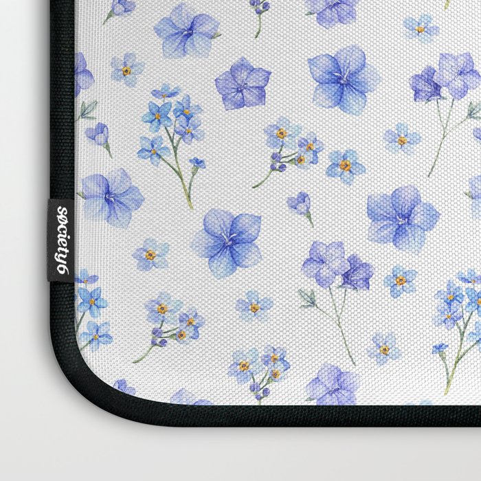 Elegant blush blue yellow watercolor floral pattern Laptop Sleeve Gallery Image 3