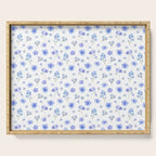 Elegant blush blue yellow watercolor floral pattern Serving Tray Gallery Image 1