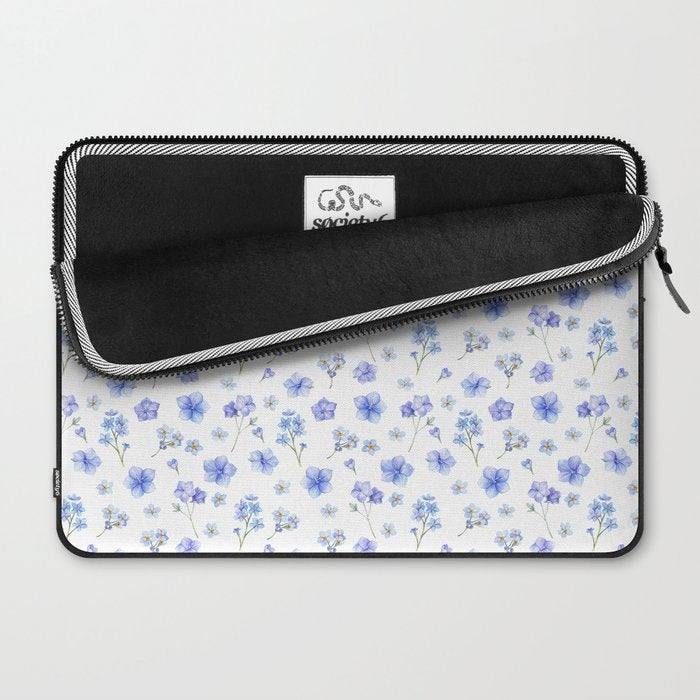 Elegant blush blue yellow watercolor floral pattern Laptop Sleeve Gallery Image 2