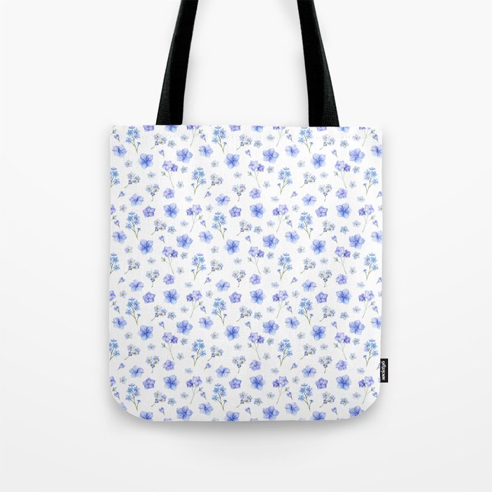 Elegant blush blue yellow watercolor floral pattern Tote Bag Gallery Image 1
