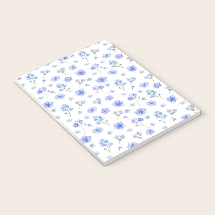 Elegant blush blue yellow watercolor floral pattern Notebook Gallery Image 3