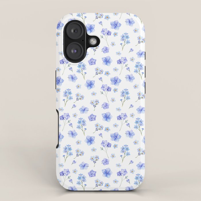 Elegant blush blue yellow watercolor floral pattern iPhone Case Gallery Image 1
