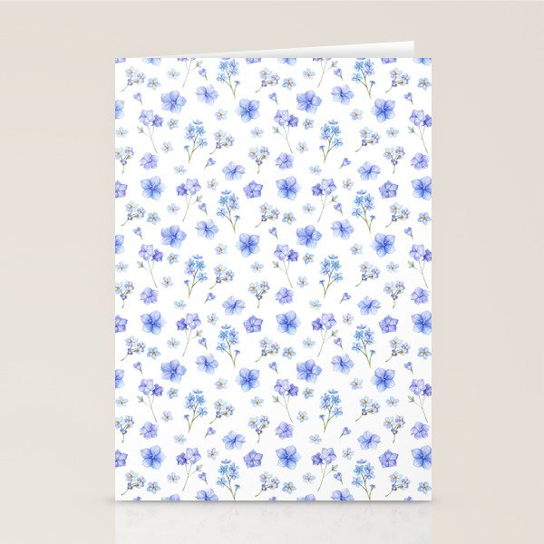 Elegant blush blue yellow watercolor floral pattern Stationery Card Gallery Image 2