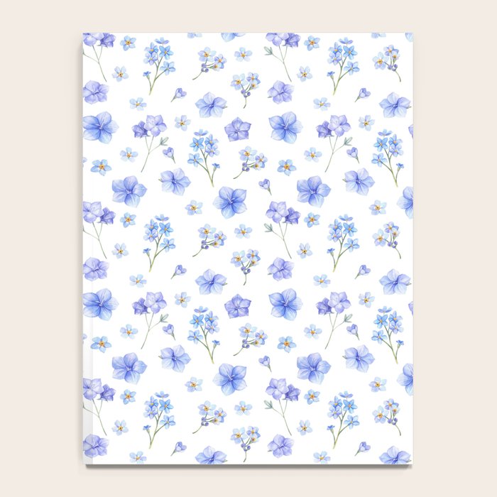 Elegant blush blue yellow watercolor floral pattern Notebook Gallery Image 4