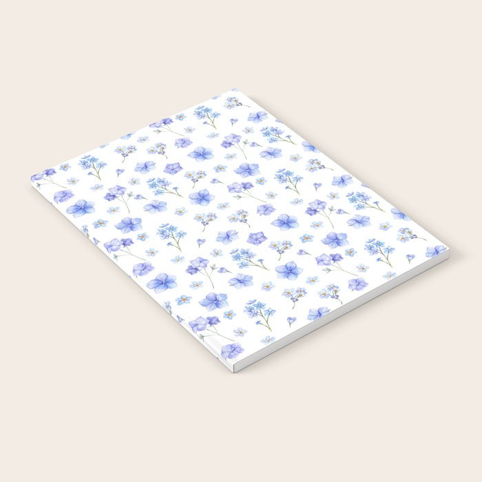 Elegant blush blue yellow watercolor floral pattern Notebook Gallery Image 2