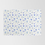 Elegant blush blue yellow watercolor floral pattern Rug Gallery Image 2