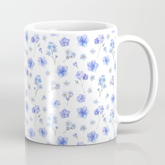 Elegant blush blue yellow watercolor floral pattern Coffee Mug Gallery Image 1