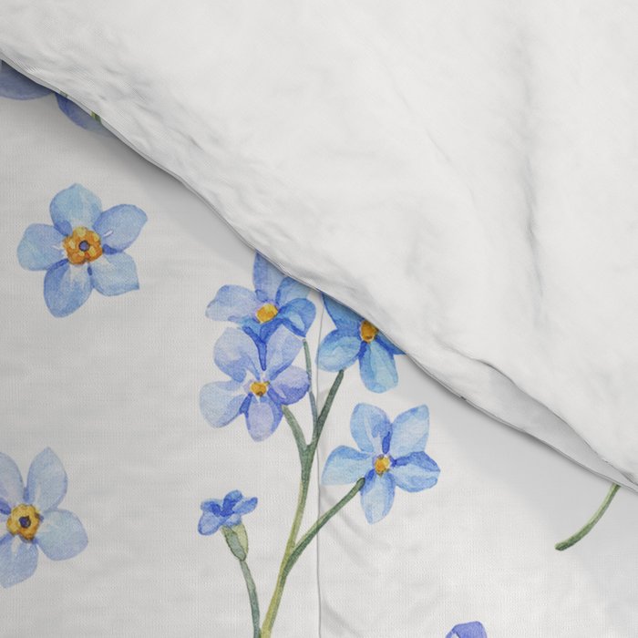 Elegant blush blue yellow watercolor floral pattern Comforter Gallery Image 4