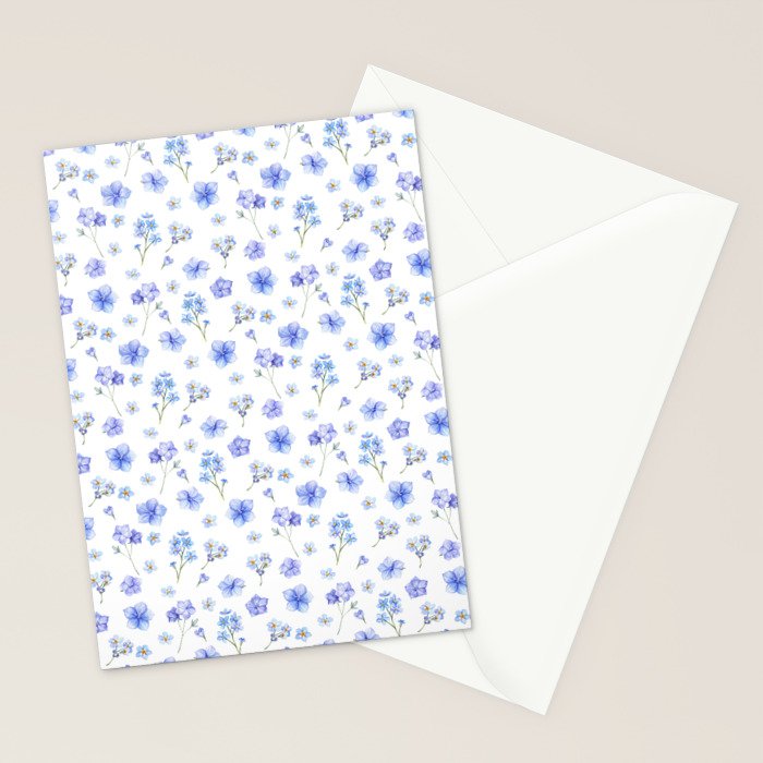 Elegant blush blue yellow watercolor floral pattern Stationery Card Gallery Image 2