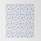 Elegant blush blue yellow watercolor floral pattern Throw Blanket Gallery Image 2