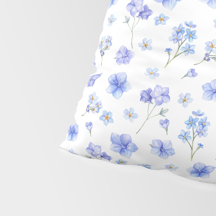 Elegant blush blue yellow watercolor floral pattern Pillow Sham Gallery Image 4
