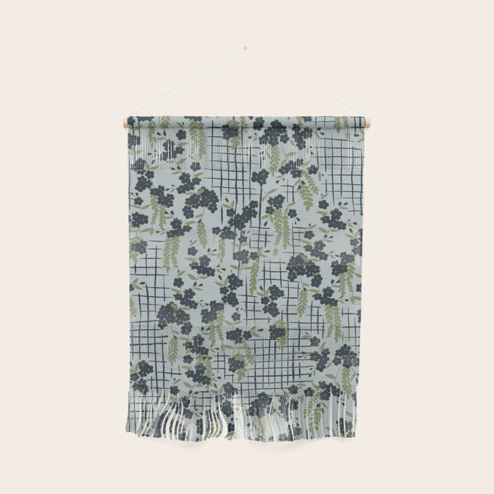 Blue floral with checks Wall Hanging Gallery Image 1