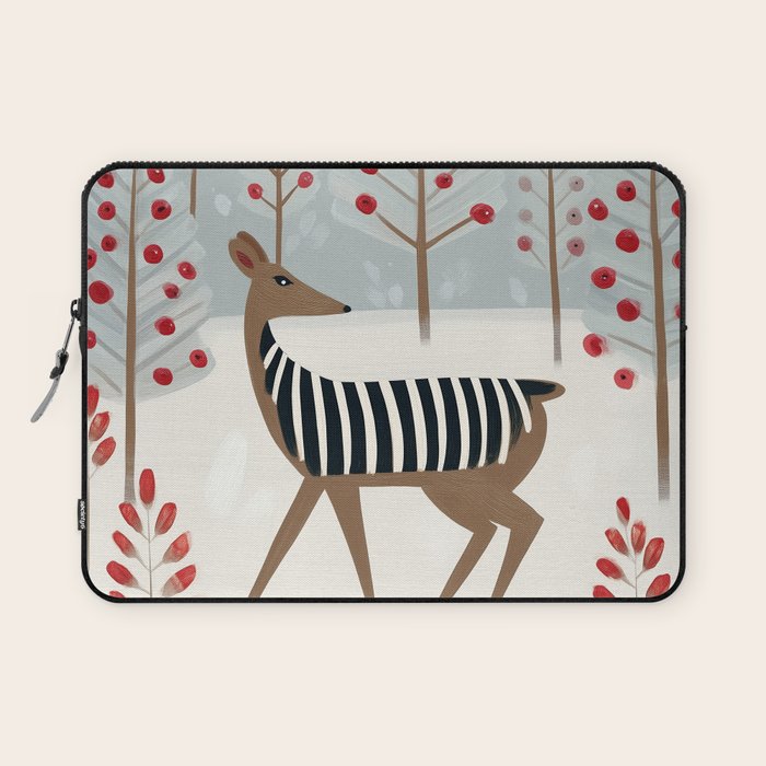 Deer In the Snowy Forest Laptop Sleeve Gallery Image 1