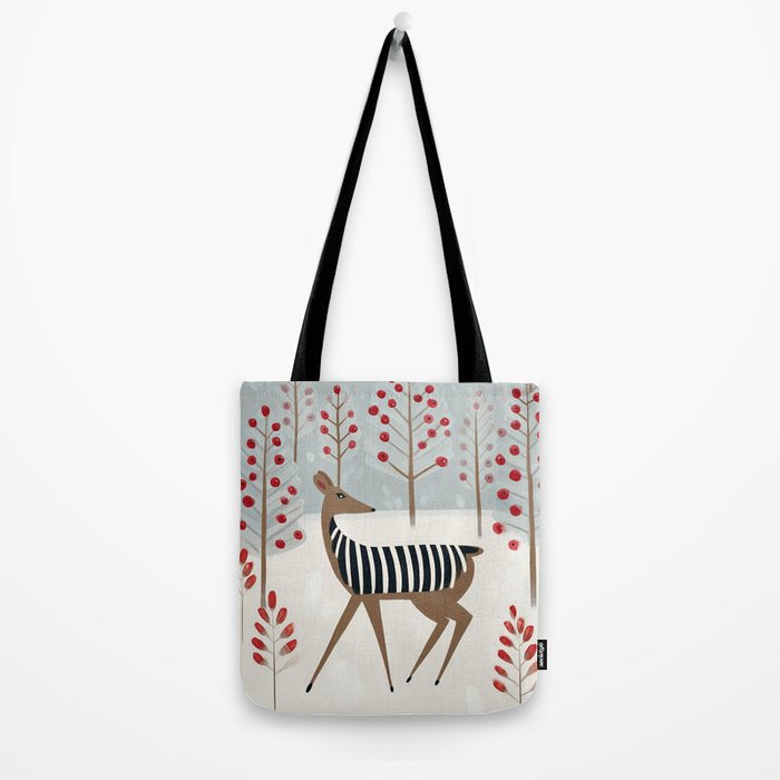 Deer In the Snowy Forest Tote Bag Gallery Image 2