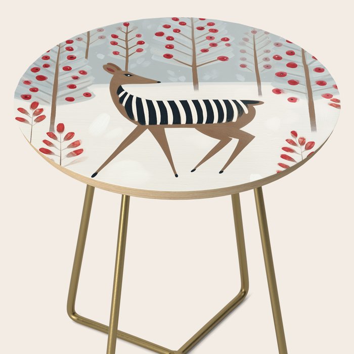 Deer In the Snowy Forest Side Table Gallery Image 2