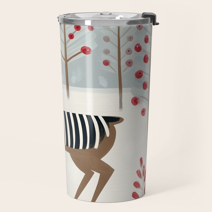 Deer In the Snowy Forest Travel Mug Gallery Image 2