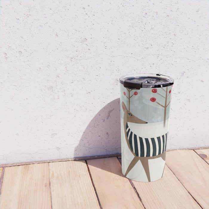 Deer In the Snowy Forest Travel Mug Gallery Image 4