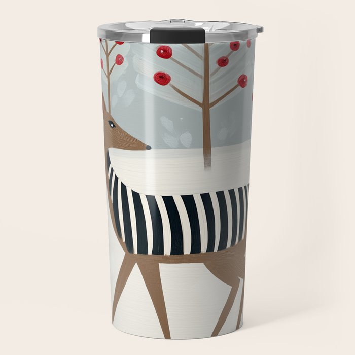 Deer In the Snowy Forest Travel Mug Gallery Image 1