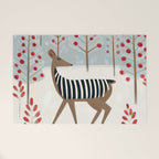 Deer In the Snowy Forest Welcome Mat Gallery Image 1