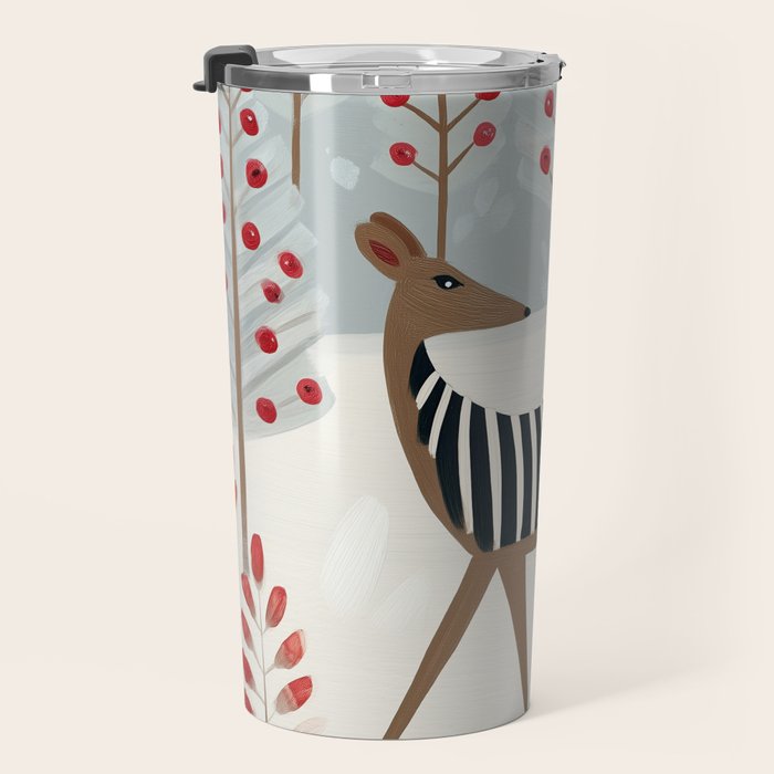 Deer In the Snowy Forest Travel Mug Gallery Image 3