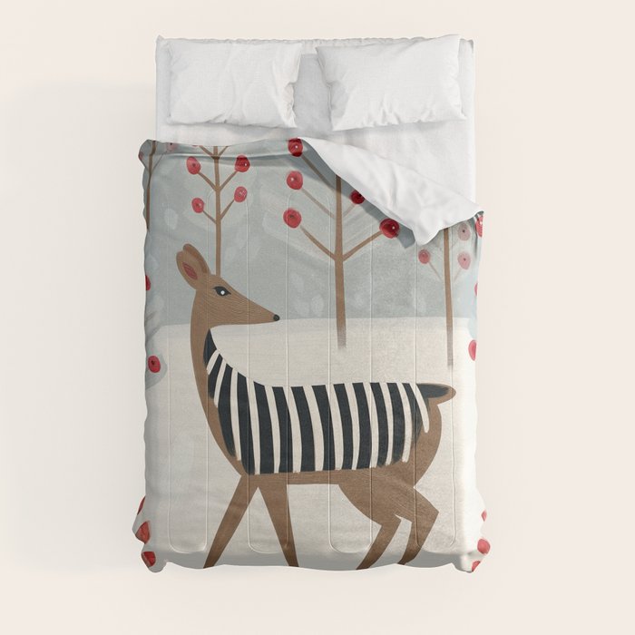 Deer In the Snowy Forest Comforter Gallery Image 3