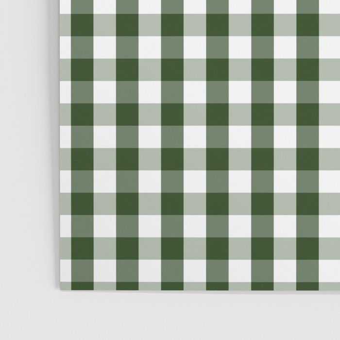 Dark Forest Green and White Gingham Check Poster Gallery Image 3
