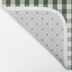 Dark Forest Green and White Gingham Check Bath Mat Gallery Image 2