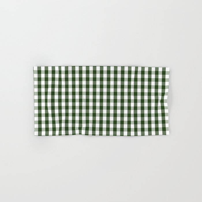 Dark Forest Green and White Gingham Check Bath Towel Gallery Image 1