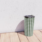 Dark Forest Green and White Gingham Check Travel Mug Gallery Image 4