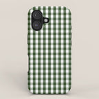Dark Forest Green and White Gingham Check iPhone Case Gallery Image 1