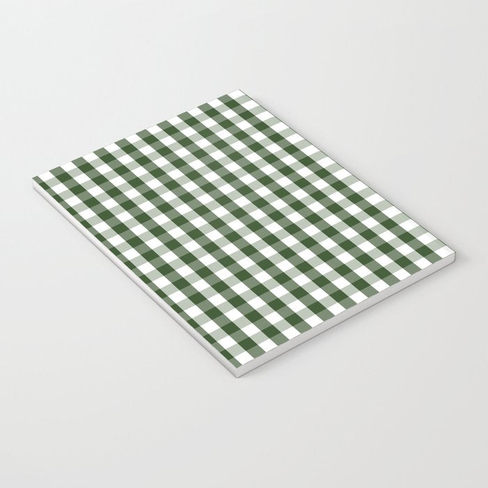 Dark Forest Green and White Gingham Check Notebook Gallery Image 3