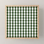 Dark Forest Green and White Gingham Check Mini Art Print Gallery Image 1
