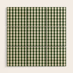 Dark Forest Green and White Gingham Check Wood Wall Art Gallery Image 1