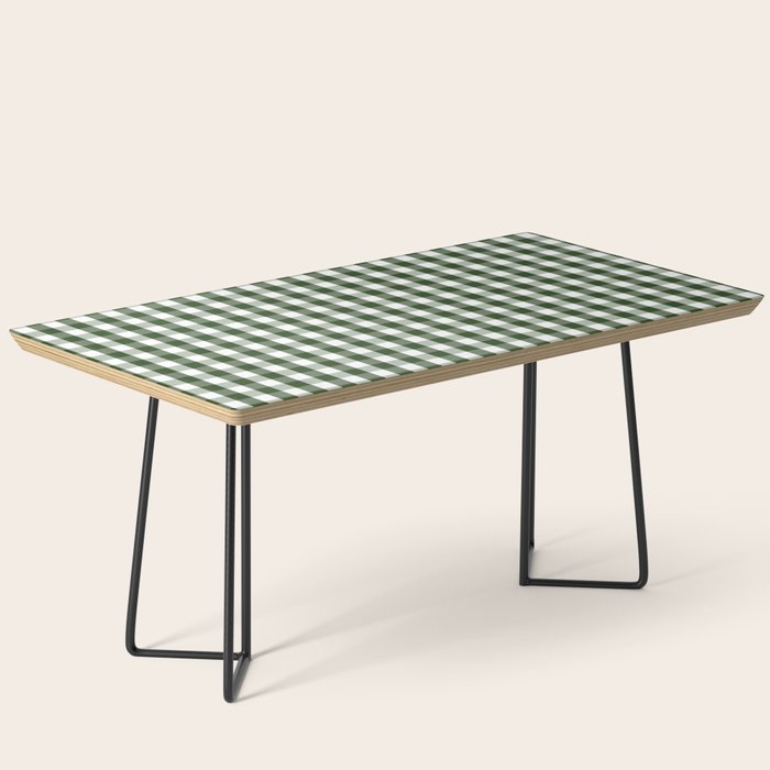 Dark Forest Green and White Gingham Check Coffee Table Gallery Image 1