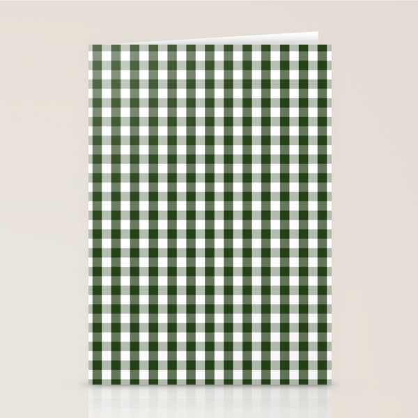Dark Forest Green and White Gingham Check Stationery Card Gallery Image 2