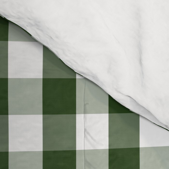 Dark Forest Green and White Gingham Check Comforter Gallery Image 4