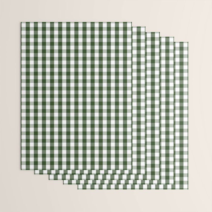 Dark Forest Green and White Gingham Check Wrapping Paper Gallery Image 3