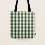 Dark Forest Green and White Gingham Check Tote Bag Gallery Image 1