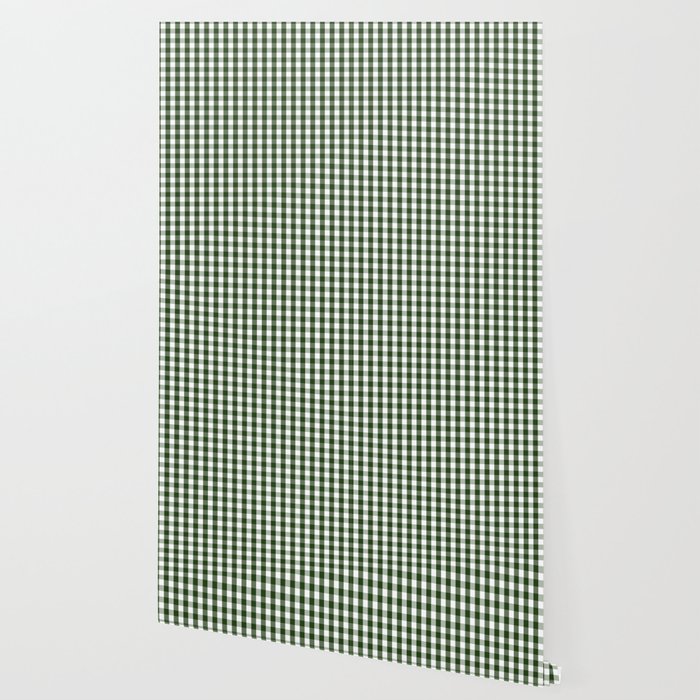Dark Forest Green and White Gingham Check Wallpaper Gallery Image 2