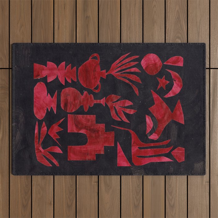 Crimson Village At Night  Outdoor Rug Gallery Image 1
