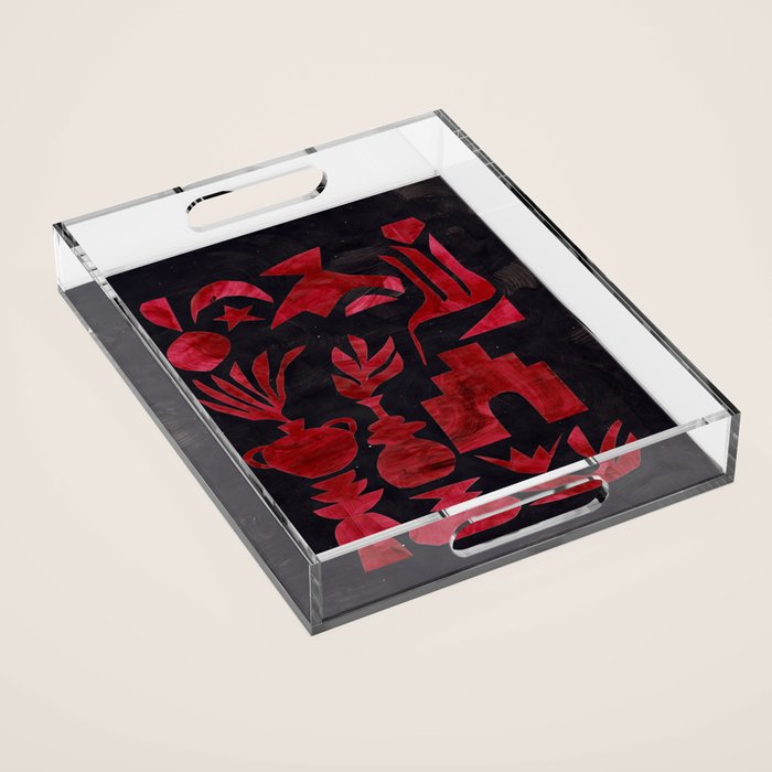 Crimson Village At Night  Acrylic Tray Gallery Image 1