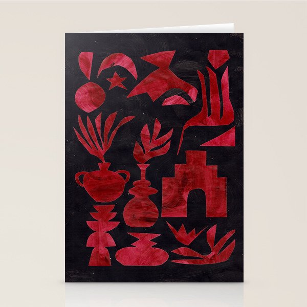 Crimson Village At Night  Stationery Card Gallery Image 2