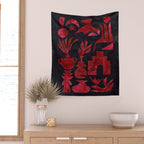 Crimson Village At Night  Wall Tapestry Gallery Image 2