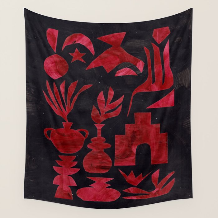 Crimson Village At Night  Wall Tapestry Gallery Image 4