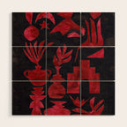 Crimson Village At Night  Wood Wall Art Gallery Image 1